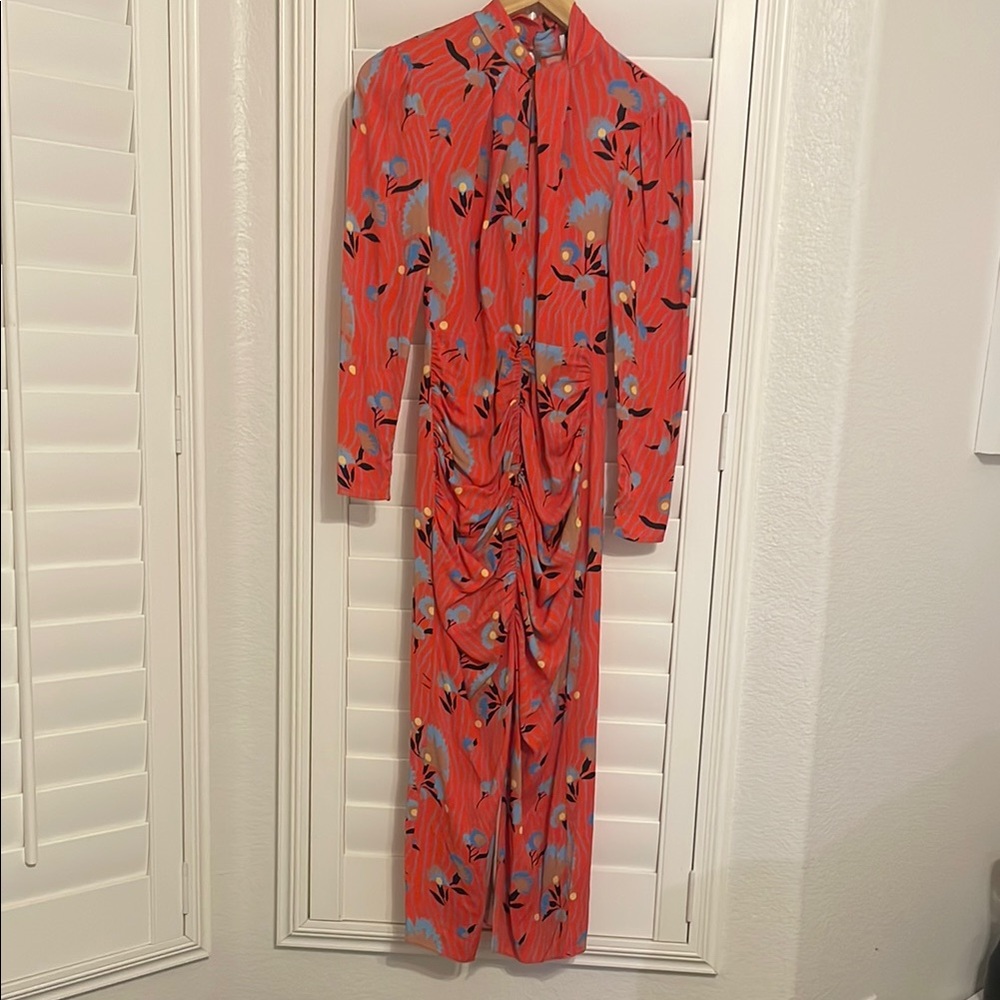 Self-Portrait multicolored long sleeve wrap sundress